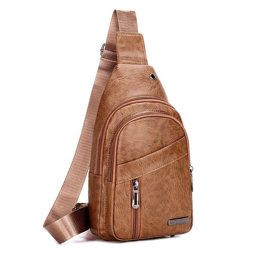Men's Sling Chest Bag Shoulder Crossbody Adjustable Bag PU Leather Travel Gift - Picture 8 of 32