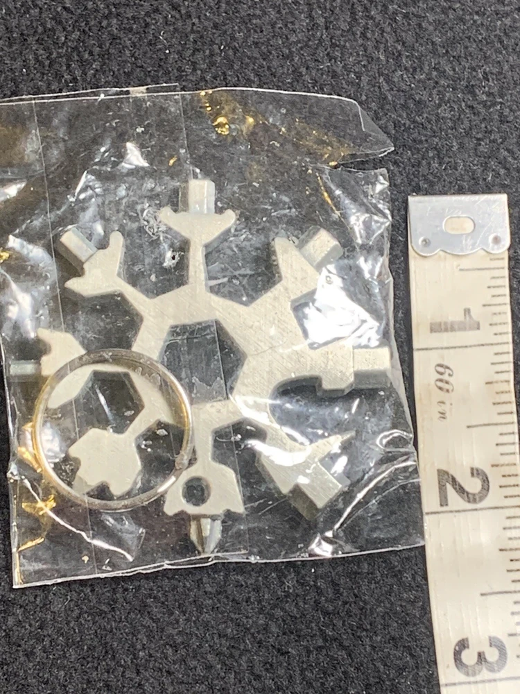 18-in-1 Snowflake Keychain Multi-Tool with Stainless Steel Screwdriver