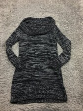 AB Studio Cowl Neck Sweater Womens Size Small Black Gray Long Sleeve