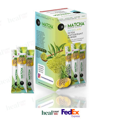 MATCHA Premium Japanese- BROMELAIN Lemon Flavored Detox Burning Form Tea- 20-pcs