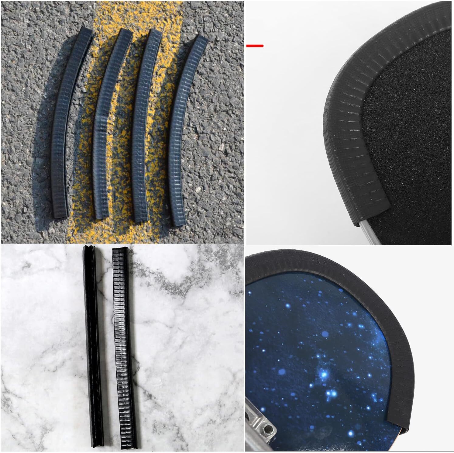 4 Pack 35CM Skateboard Deck Guards Protector Sleeve Strip Skate 35CM, Black 