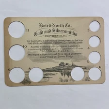 Victorian trade card Baird North Jeweler Salem MA 1880s die cut Ring Sizer A76