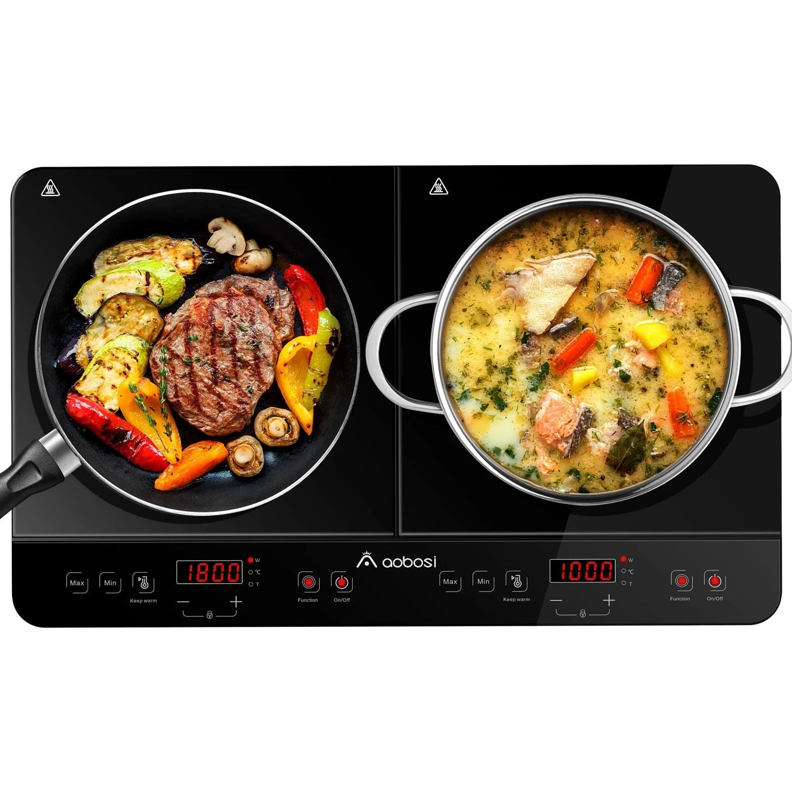 Aobosi Double Induction Hob 2800W Portable Cooker 20 Temp Timer Safety Lock
Opens in a new window or