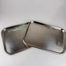 2 Vollrath Stainless Steel Medical Dental Utility Tray Lot Of 2
