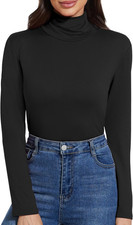 Rollkragenpullover Damen Basic Rollkragen Langarmshirt Slim Fit Rollkragenpullov