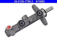 ATE Hauptbremszylinder 24.2120-1759.3 20,6Mm Aluguss M12X1 FüR Honda Civic 8 FN