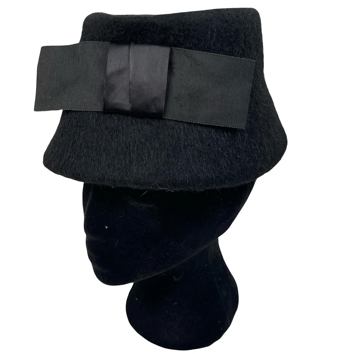 Vintage 1960s Black Mouton Fur Cloche Bucket Hat Union Made Womens Winter Tag ON Fur Bucket Black Vintage Hats for Women for sale | eBay main image 3