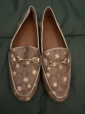 Coach FG3143 Haley Star And Monogram Loafer Khaki/gold Size 5.5