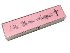 Baptism Certificate Box - Pink