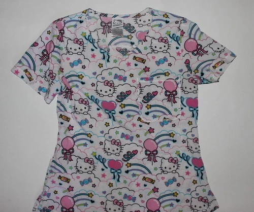 Women's HELLO KITTY Scrub Short Sleeve Poly Blend Top Size XS