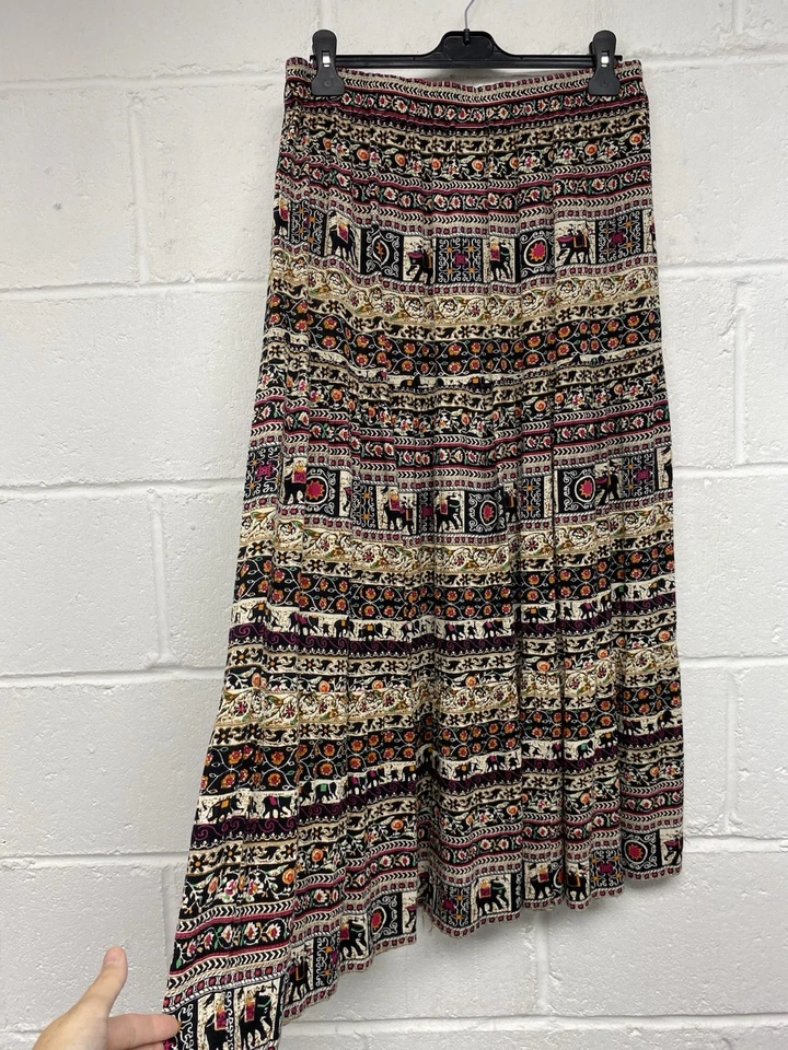 Cotton Traders Multicoloured Elephant Print Boho Hippy Maxi Skirt Size 14 PT - Image 3 of 4