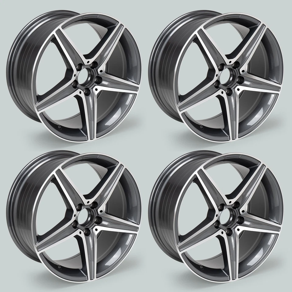 Llanta gris mecanizada 4 piezas 18 x 8,5" para Mercedes-Benz CLS350 CLS550 C300 Foto 2 de 4