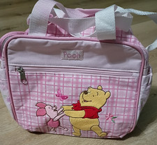 Pooh Vintage Pink Plaid And floral Diaper Bag With Changing Paf Embroidered c
