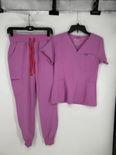 FIGS Technical Collection Scrub Set Catarina Top XXS Womens Pink Jogger Pants XS