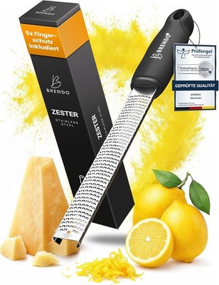Brendo Premium Zester Reibe I Käsereibe Schwarz I Edelstahlklinge I Knoblauchrei