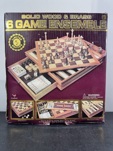 Cardinal Solid Wood & Brass 6 Game Ensemble, a Limited Edition Game Chess Set - Picture 1 of 17
