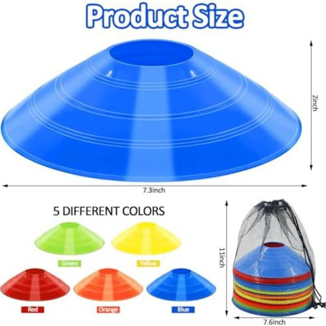 Soccer Cones for Training, 100/15 Pack Agility Cones with Carry Bag, Multi-Colo