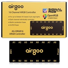 Magnetic 16-Port Signal RGB Controller, SATA Powered ARGB Controller PC Light...