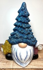 Ceramic Christmas Gnome With Glittered Tree With Light