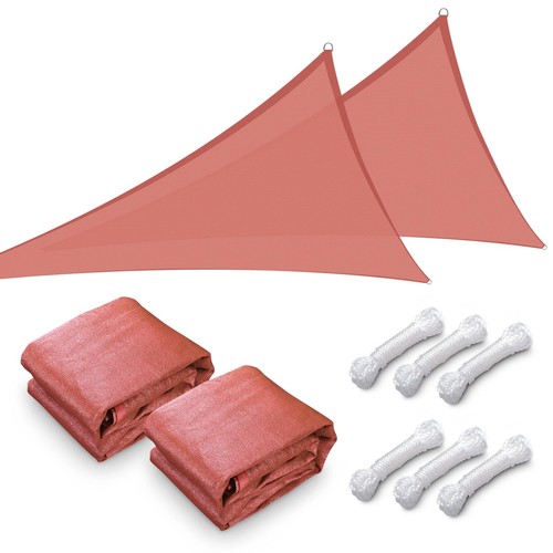 2 Pack 20 Ft 97% UV Block Triangle Sun Shade Sail Canopy Outdoor Patio Backyard