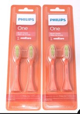 2x 2pk Philips One Sonicare 4 Replacement Brush Heads BH1022/01 Coral Pink