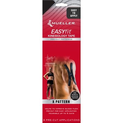 Mueller EasyFit Pre-Cut Kinesiology Tape: 6 strips/package X-Pattern Strips / Bl