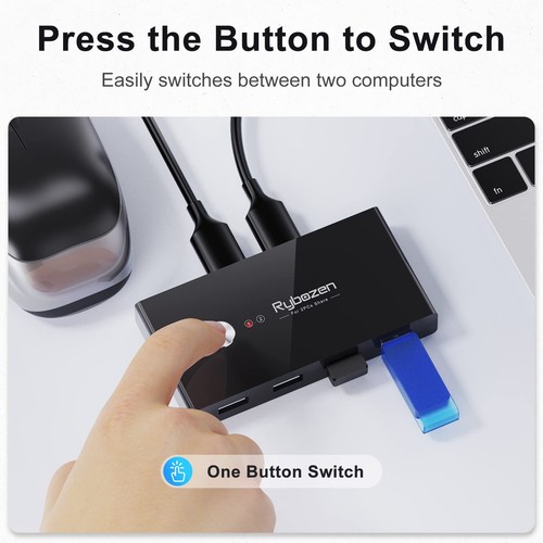 USB 3.0 Switch, USB Switcher 2 Computers Share 4 USB for Keyboard Mouse Print... - 第 4/6 張圖片
