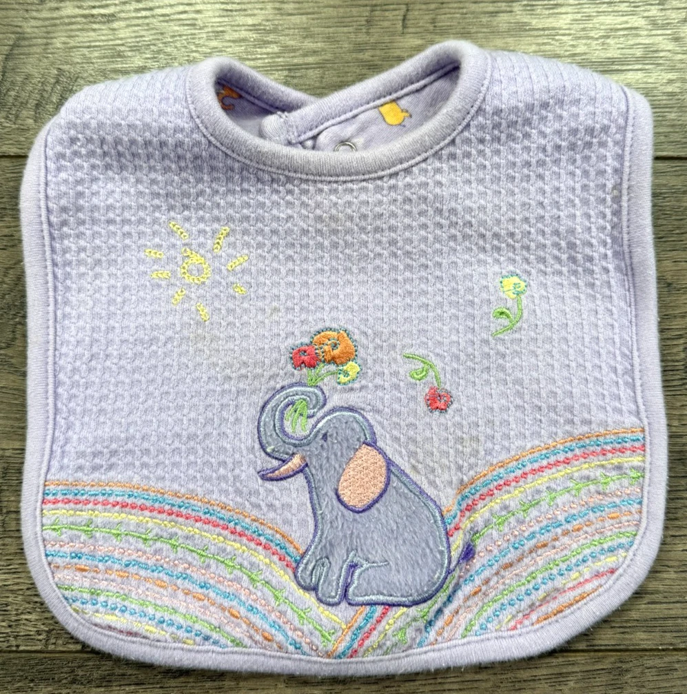 Baby Carter's Vintage John Lennon Purple Elephant Baby Bib