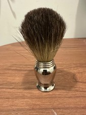 Vintage 1980s Silver Shaving Brush Badger Bristle silver plated