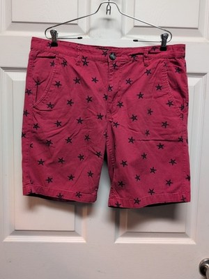 Sunday   Work Clothes Men's Shorts  Size  36    Red  With  Blue  Stars