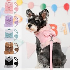 Warm Dog Harness and Leash Set Cute Bowknot Puppy Vest for Small and Medium Dogs