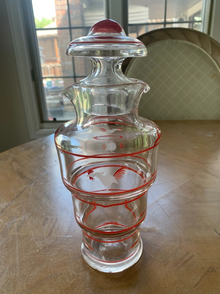 Fine Art Deco Enamel Cockerel Cocktail Shaker Decanter 1940s 10"