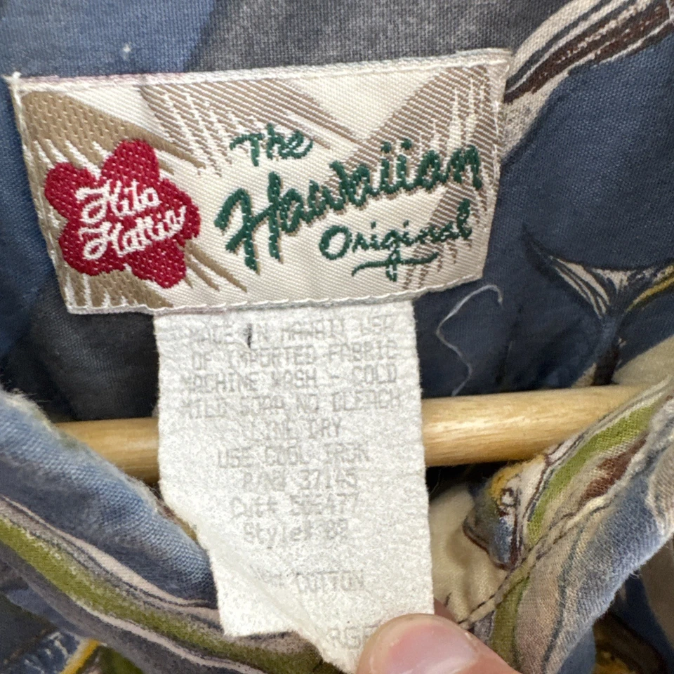 Camisa Aloha de Colección Hilo Hattie Estampado de Peces 4XL Rayón Hawaii Ocean Pescador Cuello de Campamento Foto 3 de 4