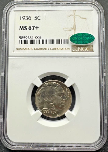 1936 BUFFALO NICKEL NGC MS67+ CAC 8EHI25