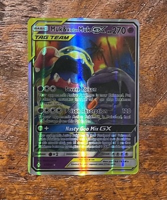 alolan muk pokemon card & Muk GX - SM - Unbroken Bonds [ULTRA RARE] [Darkness][Darkness][Colorless][Colorless] Crunch 120 Discard an Energy from your opponents Active Pokemon Pokmon Muk Alolan Muk GX