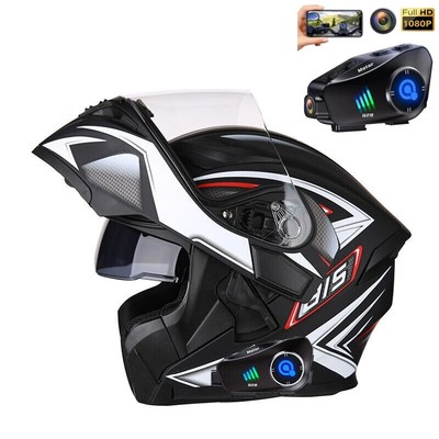 Motorcycle Helmet Bluetooth Full Face with Action Camera