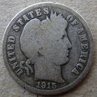 US 1915 BARBER 90% SILVER DIME COIN (KM# 113)
