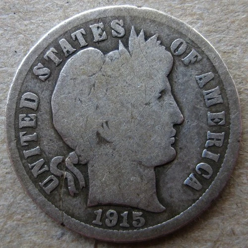 US 1915 BARBER 90% SILVER DIME COIN (KM# 113)
