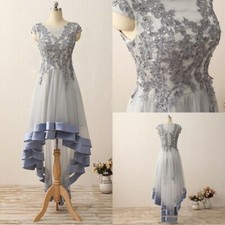 Lace High Low Mother Of The Bride Dresses For Wedding Gray Lace Appliques Plus