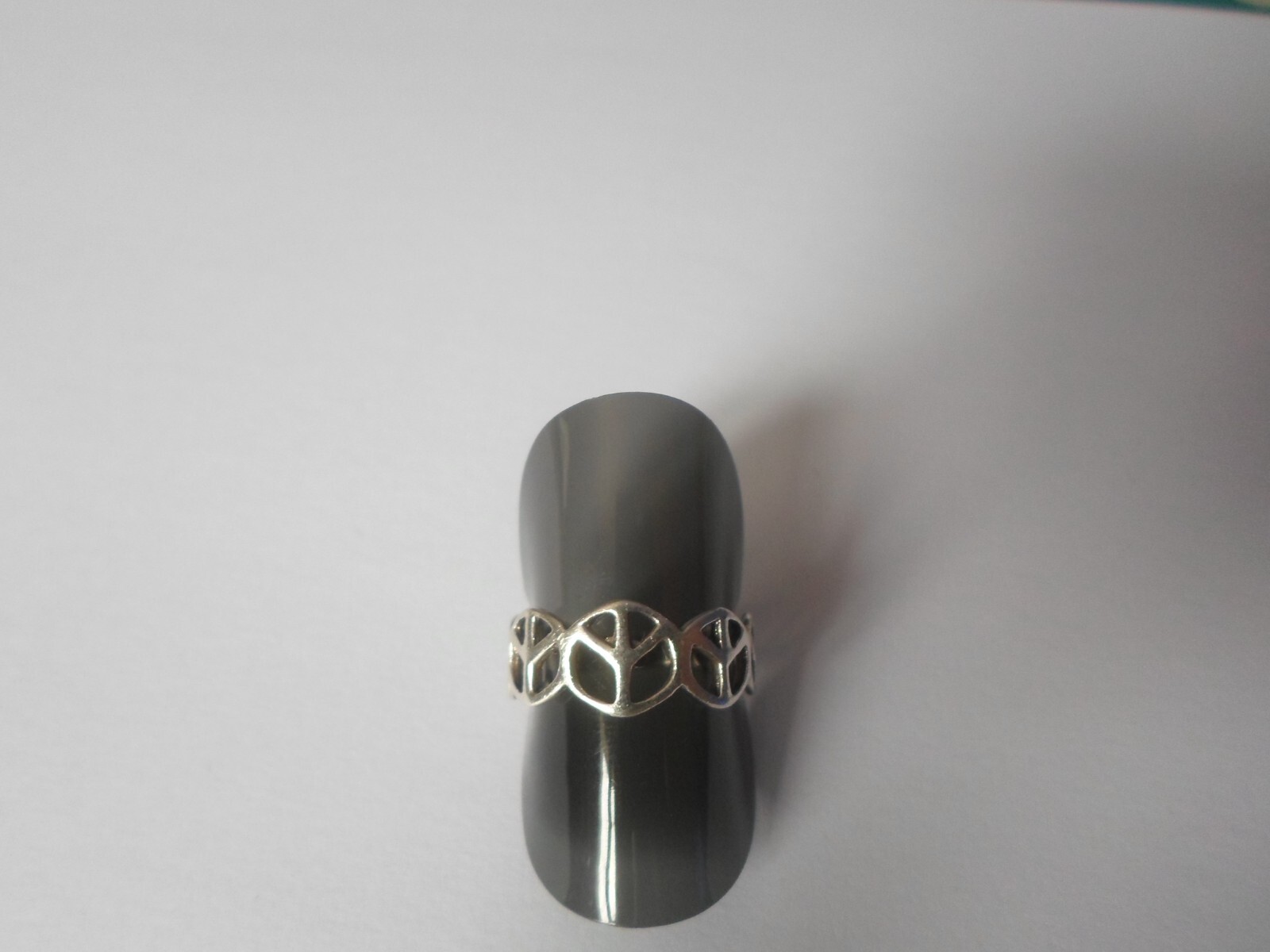 solid silver ring, openwork peace and love symbol… - image 8