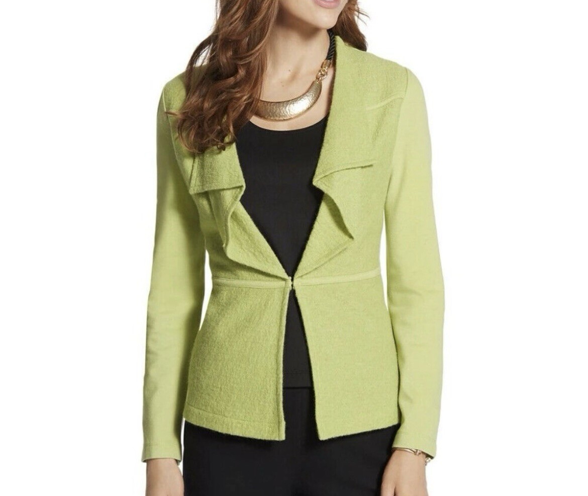 Chicos Jacket Women's Medium Solid Red 100% Wool … - image 7