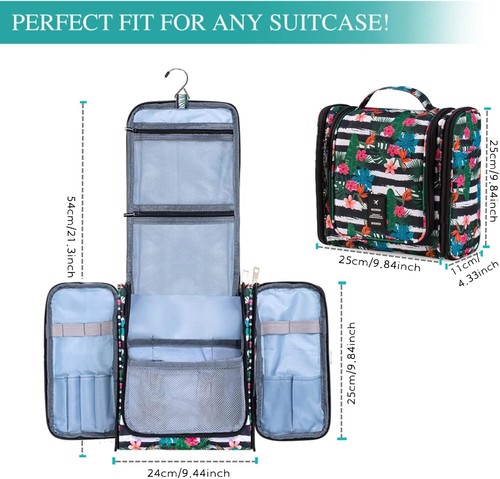 Large Capacity! Booeen Hanging Travel Toiletry Bag For Women-17 Compartments - Picture 3 of 9