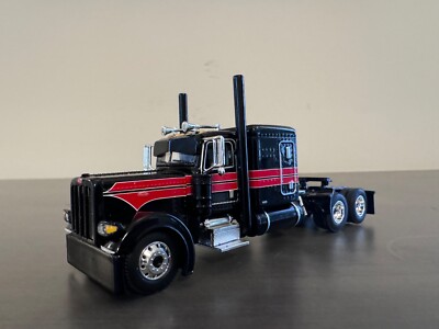 1/64 DCP/First Gear Peterbilt 379 w/ 63  Sleeper Black w/Red Stripes