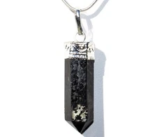 CHARGED Starburst Flash Nuummite Pendant + 20" Stainless Steel Chain & Charger