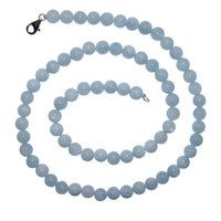 Aquamarin Kette Kugel 6 Mm/45 Cm Mit 925Er Silber Verschluss A* Super QualitäT