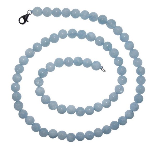Aquamarin Kette Kugel 6 Mm/45 Cm Mit 925Er Silber Verschluss A* Super QualitäT-image