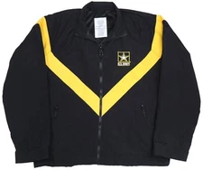 LARGE LONG US ARMY Men's APFU Jacket Army Black Gold PT Fitness Windbreaker