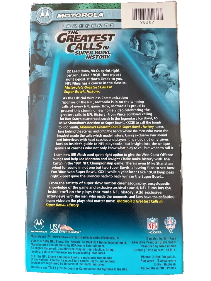 The Greatest Calls In Super Bowl History Motorola VHS Tape NFL Sealed New - Image 3 of 3