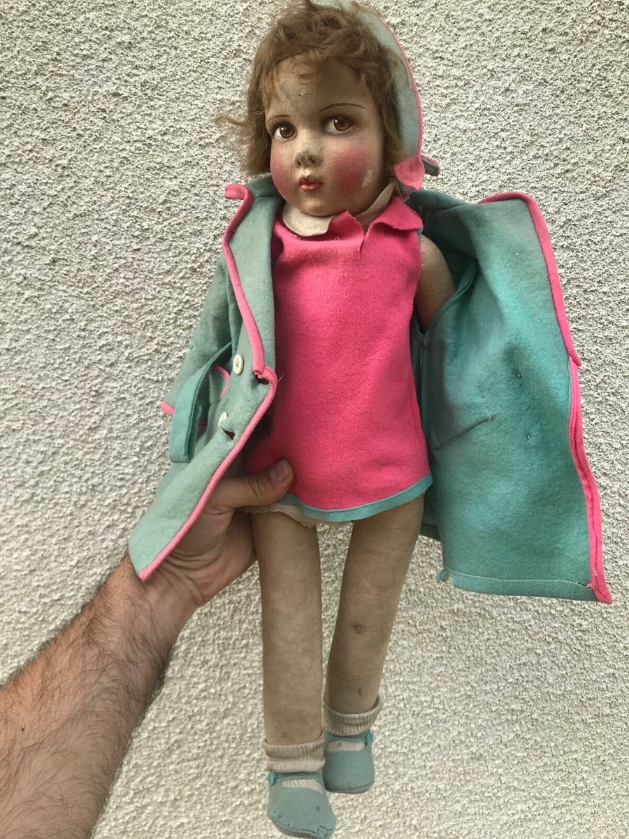 Ancienne Poupée En Feutrine Type Raynal Ou Lenci – Boudeur – Vintage