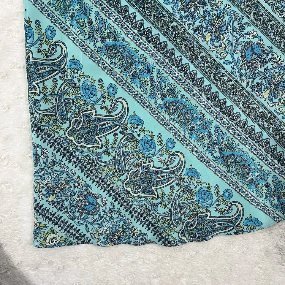 Falda de seda vintage Y2K Gap cachemira midi talla 8 azul cintura elástica Phoebe Buffay Foto 3 de 4